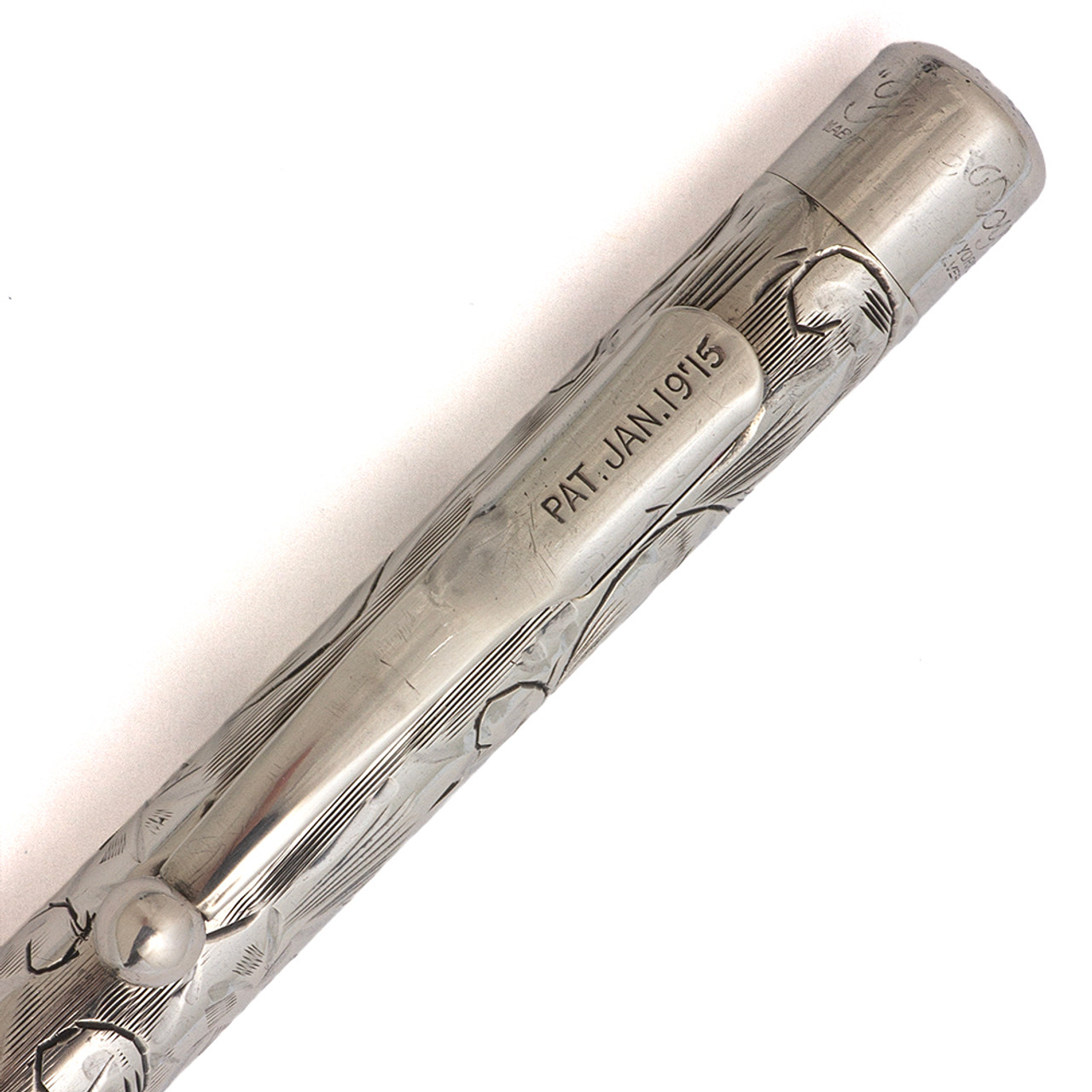 Mabie Todd (USA) Swan "Fyne Poynt" Mechanical Pencil (1920s/30s) - Sterling Silver Engraved Floral Pattern, 1.1mm Leads  (Excellent,  Works Well)