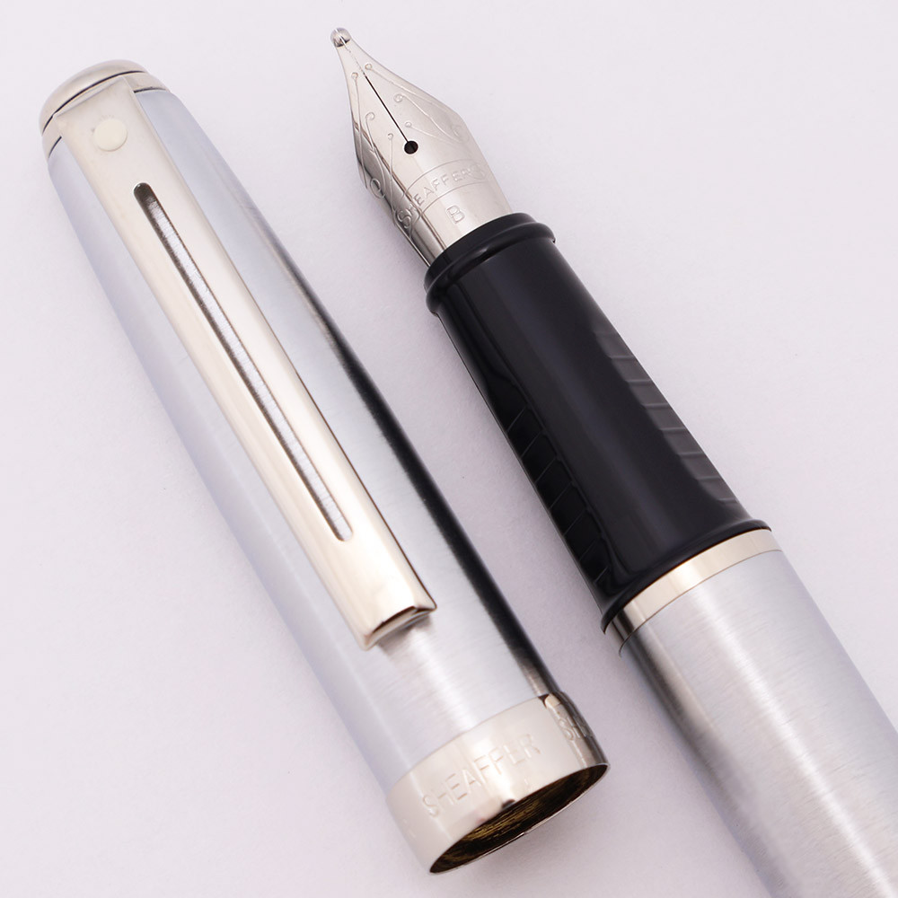 Sheaffer Prelude Fountain Pen - Brushed Chrome, Broad Nib (New Old