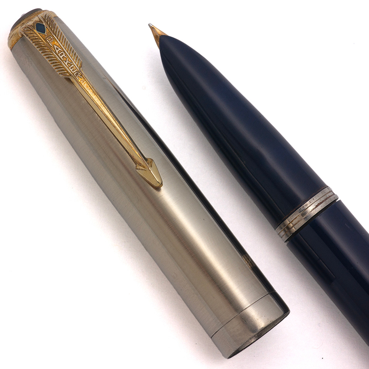 Parker 51 Ariel Kullock "Fantasy" Aerometric - Double Jewel, Navy Blue, Lustraloy Cap, Fine Gold Nib (Excellent, Works Well)