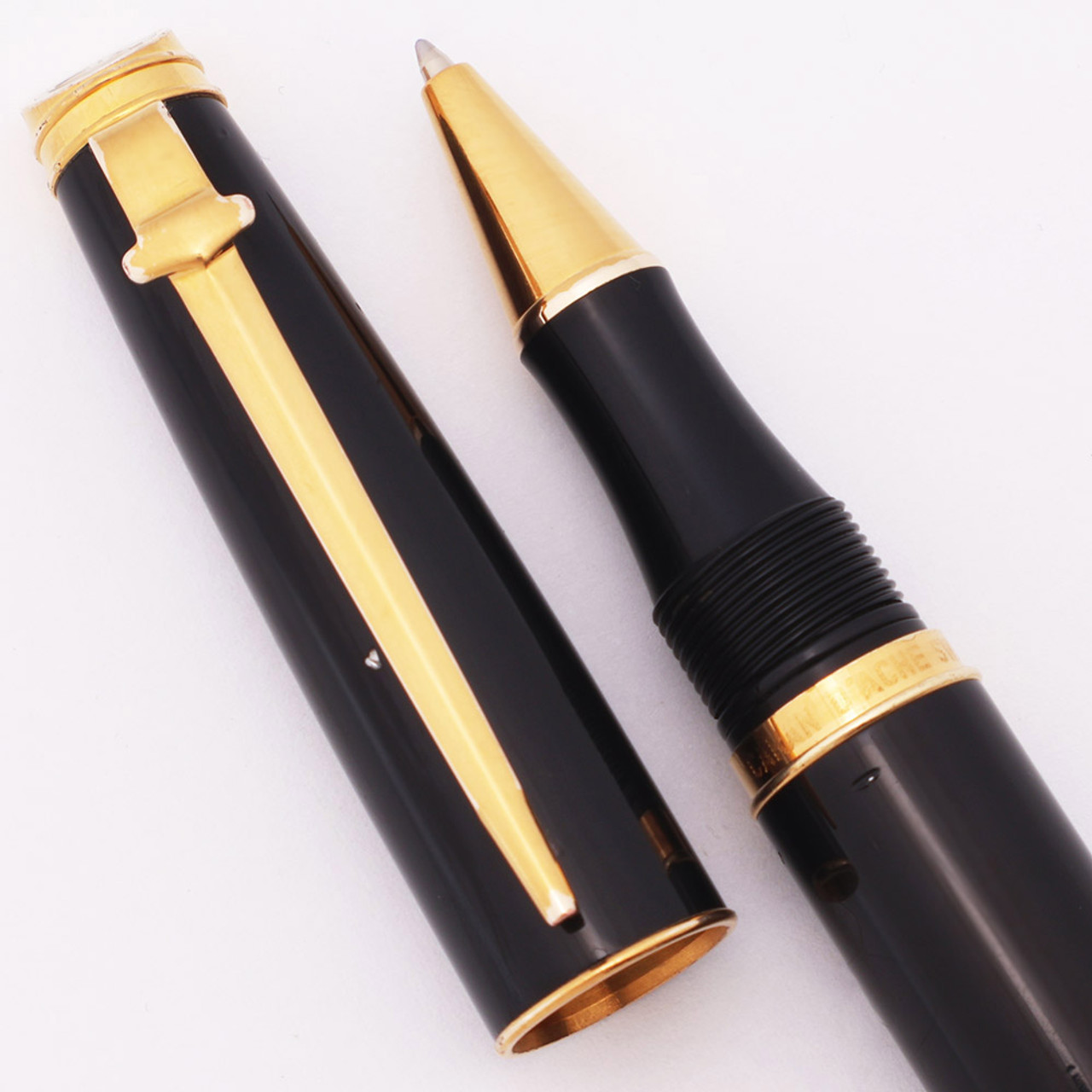 Caran d'Ache Madison Rollerball Pen (1970s) - Black w Gold Plated Trim (Very Nice, Works Well)