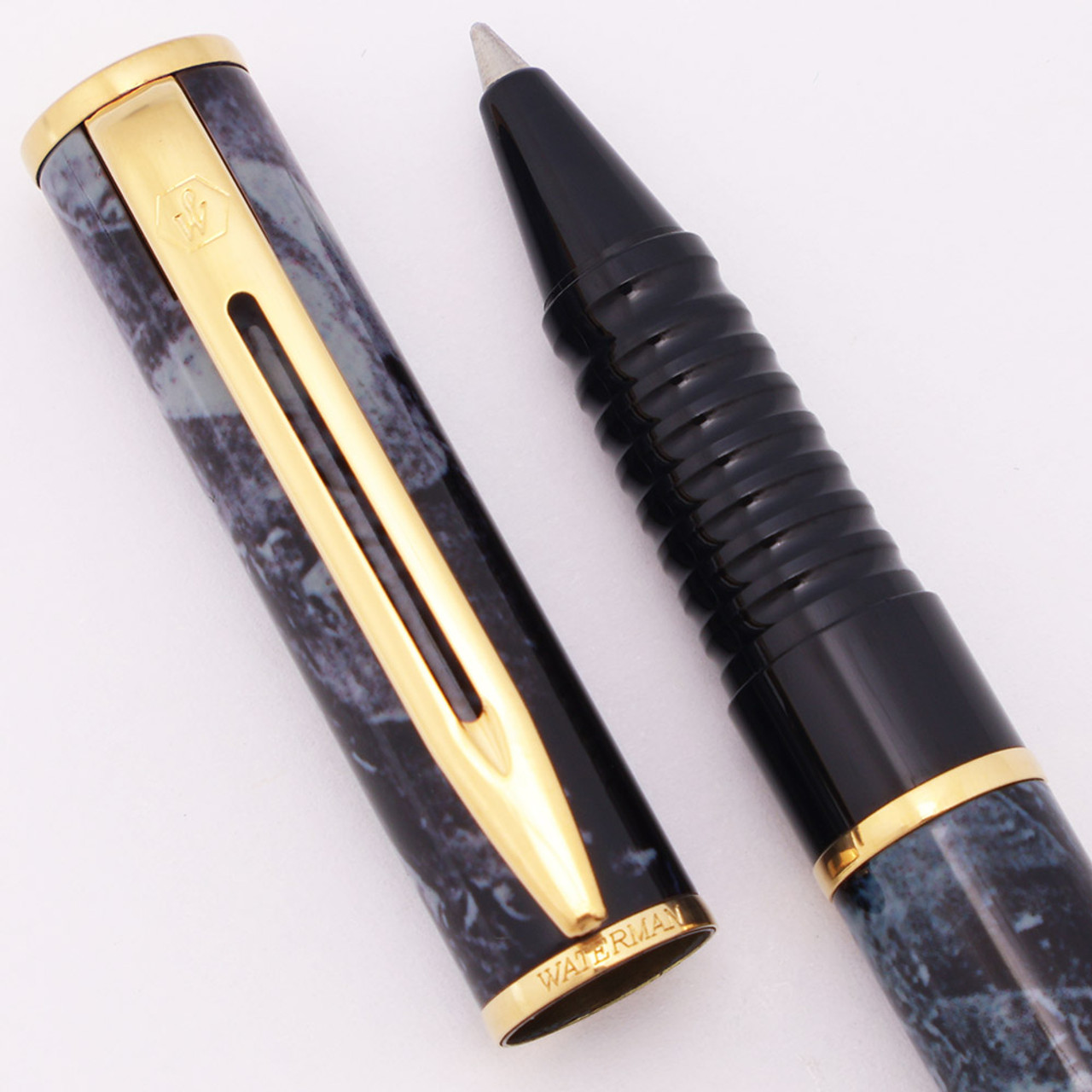 Waterman Laureat II Rollerball Pen (Mid-1990s)- Grey Marble Lacquer w GT (Excellent , Works Well)