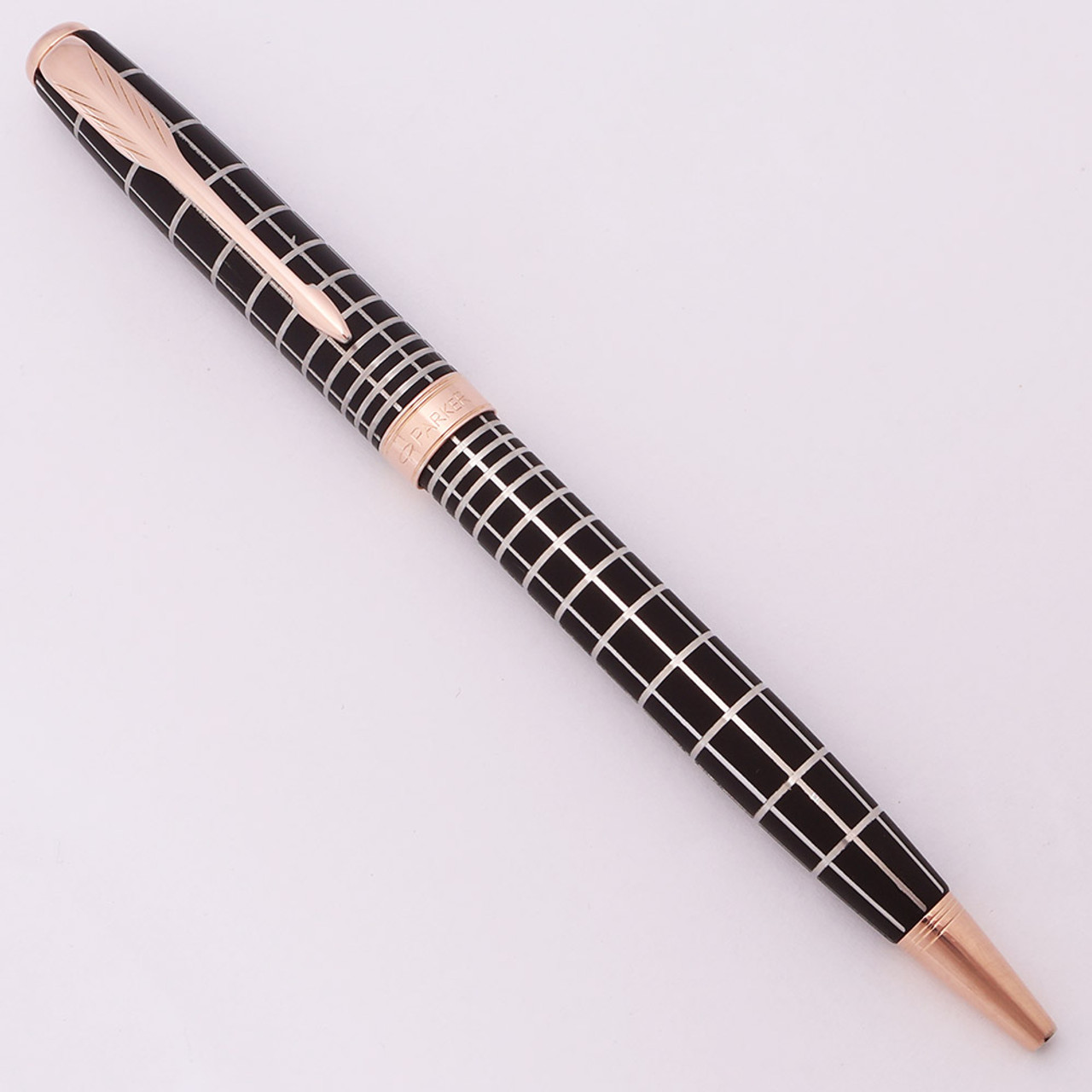 Parker Sonnet Ballpoint Pen (2013 circa)- Rubbered Grid Pattern w/Rose Gold Trim (Excellent, Works Well)