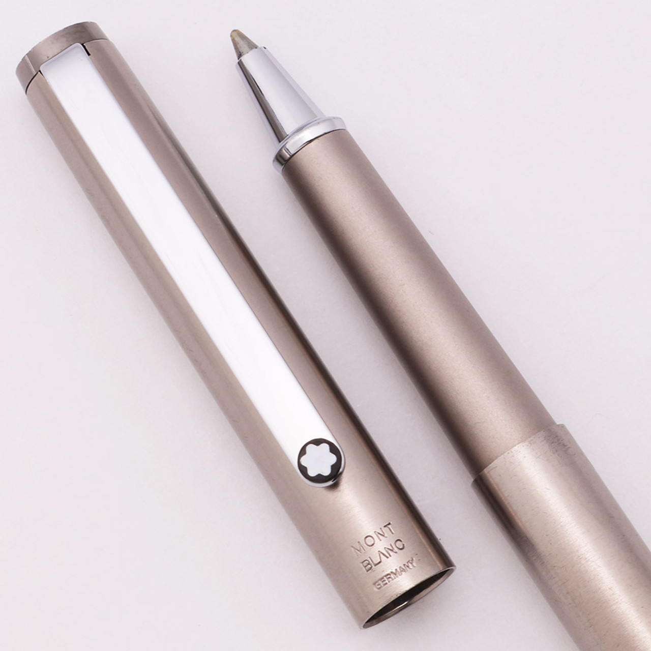 Montblanc Slimline Rollerball Pen (Germany, 1990s) - Brushed Stainless Steel  (Excellent, Works Well)