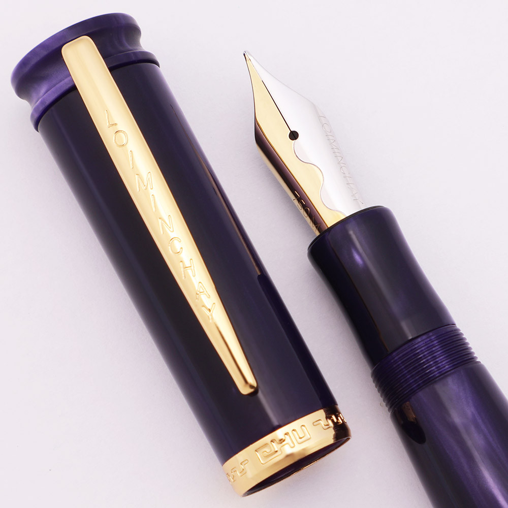 Loiminchay Mini Qian Long Fountain Pen (2008) - Purple, Gold Trim, 18k Medium Nib (New Old Stock)