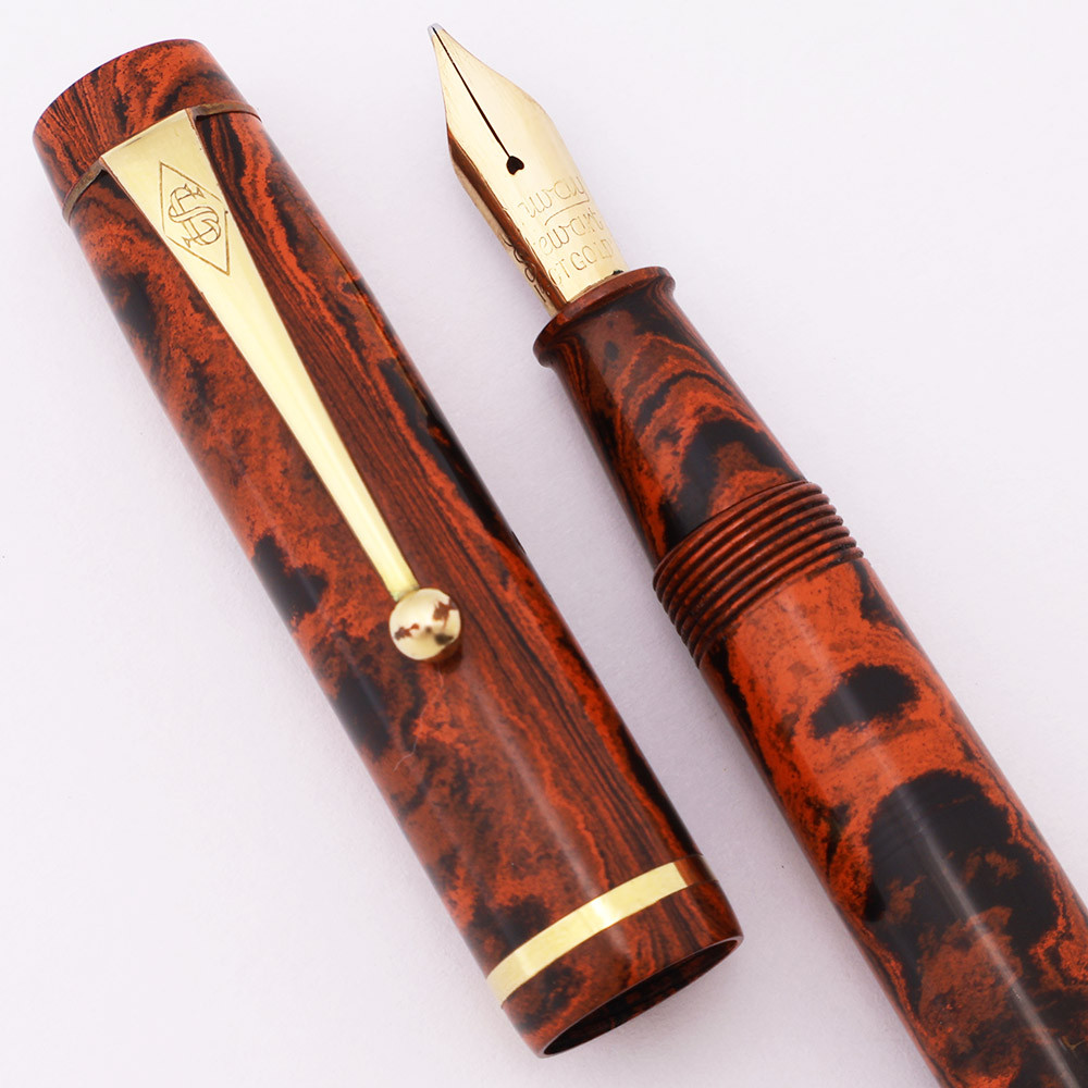Conway Stewart 286M Fountain Pen (1930s) - Mottled Red Hard Rubber