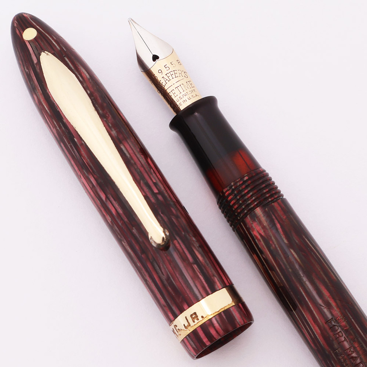 Sheaffer Balance Lifetime Fountain Pen (1930s) - Slender Full Size, Rose Glow, Fine Gold Lifetime Nib  (Excellent, Restored)