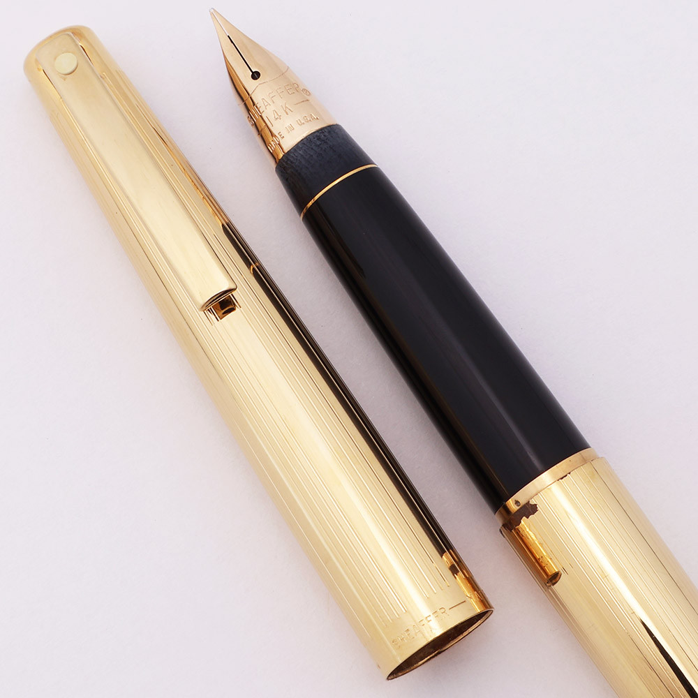 Sheaffer 727 Slim Fountain Pen (1970s) - Gold Filled Lined Pattern