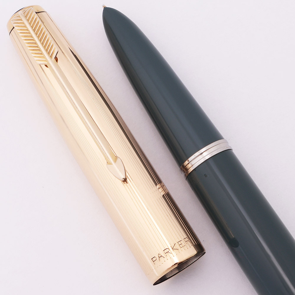 Parker 51 Aerometric Fountain Pen (1948) - Navy Grey w Converging