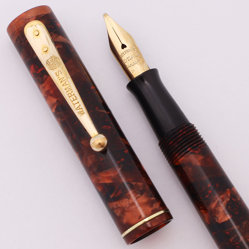 Waterman 32-1/2 Fountain Pen (Canada, 1940s) - Burgundy Marble, GT