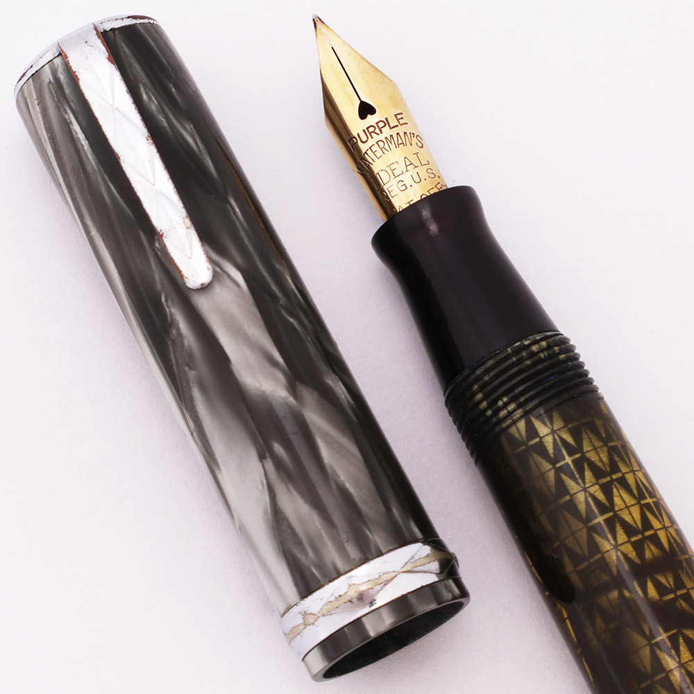 Waterman Lady Patricia Ink-Vue Fountain Pen (1936) - "Mist", Lever Filler, Fine "Purple" Waterman's Ideal Firm Nib (Excellent, Restored)