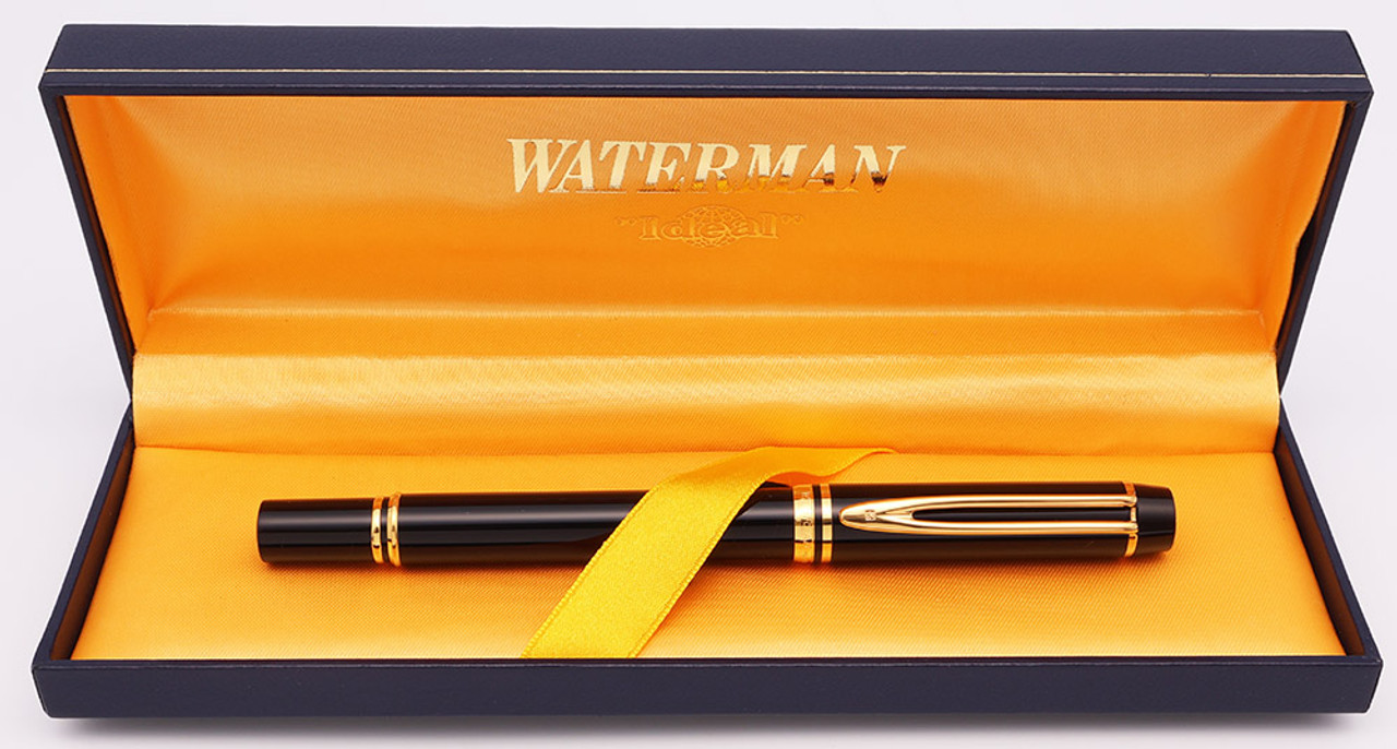 Waterman Le Man 200 Rollerball Pen (1980s) - Black w Gold Trim (Excellent in Box, Works Well)