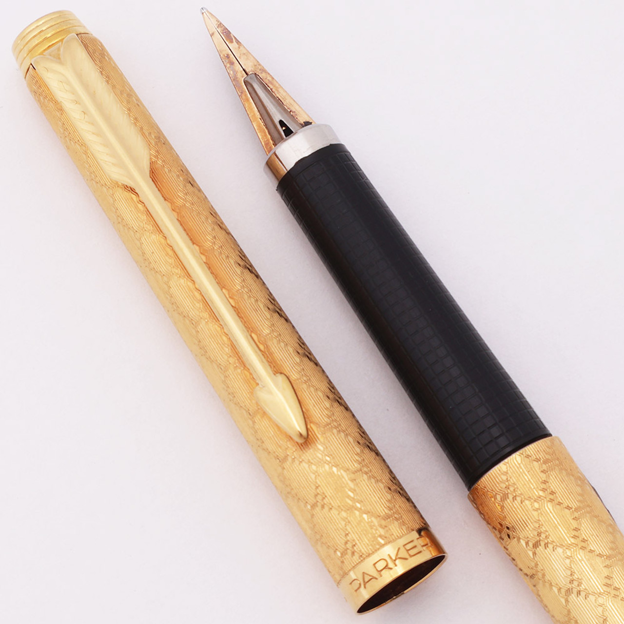 Parker 180 Fountain Pen - Place Vendome Gold Plated Series, Guirlande, 14k XM Nib  (Excellent +, Works Well)