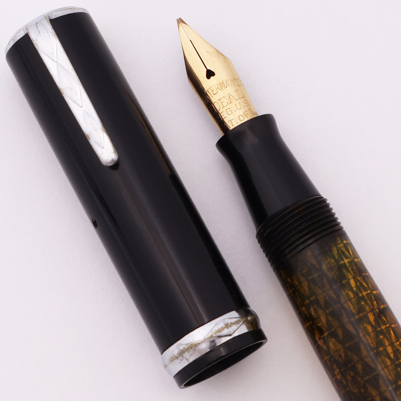 Waterman Lady Patricia Ink-Vue Fountain Pen (1936) - Black Lace,  Lever Filler, Waterman Ideal Flexible Nib (Excellent, Restored)