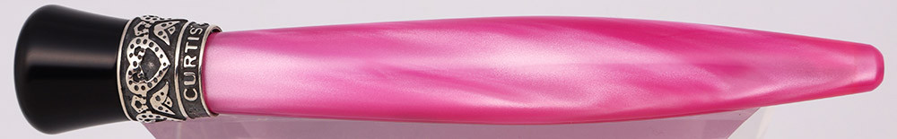 Curtis Australia Mini "Hearts" Ballpoint Pen - Pink Frost w Sterling Top Band (New, Works Well)