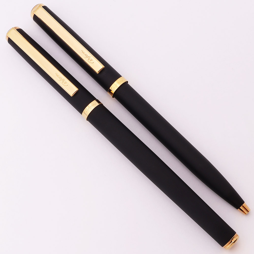 Reform Fountain Pen & Ballpoint Set (W. Germany) - Matte Black w GT, C/C, Broad Nib (Excellent +, Works Well)