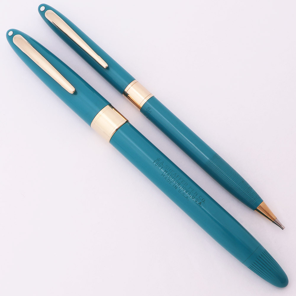 Sheaffer Valiant Snorkel Fountain Pen Set - Hard to Find Peacock