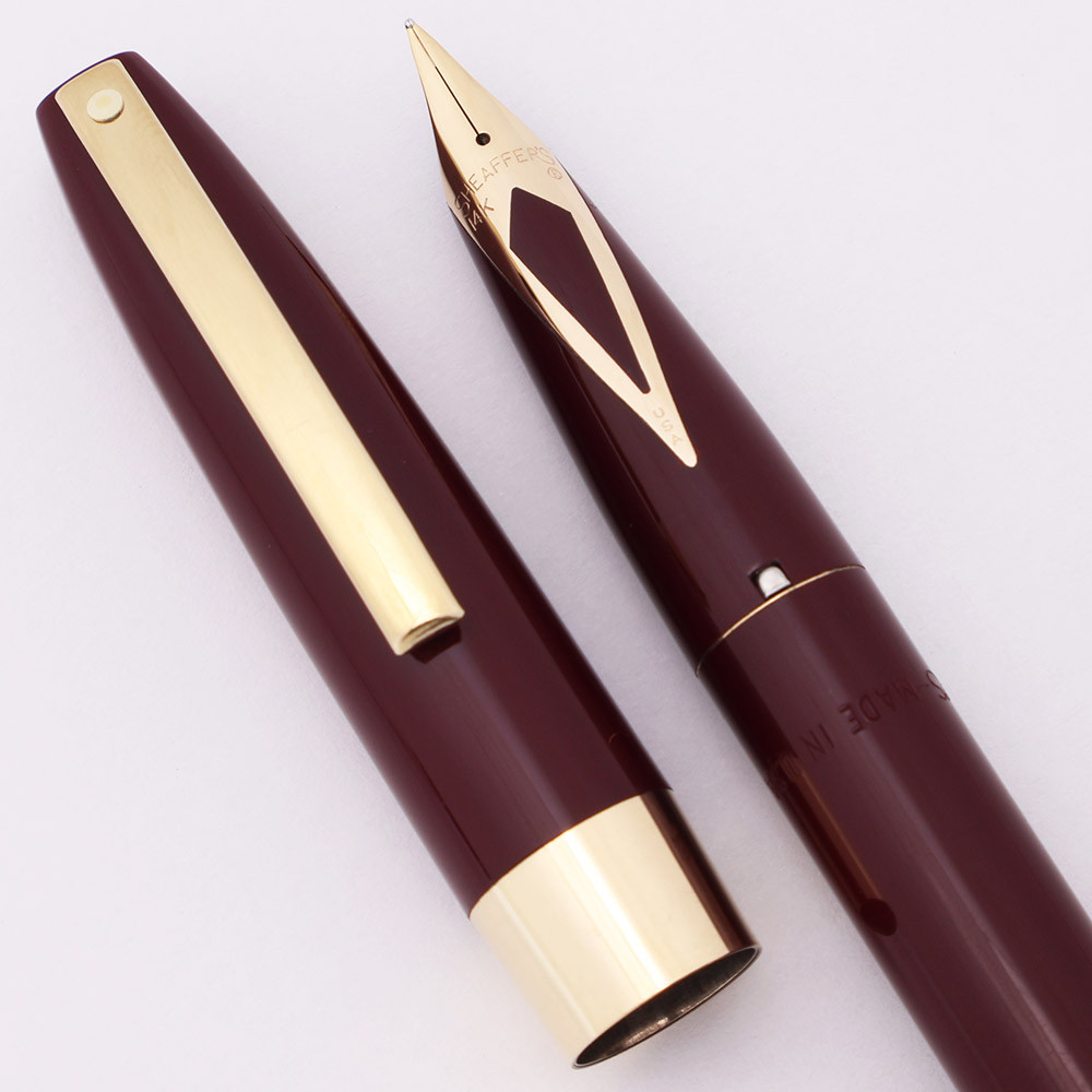 SHEAFFER 万年筆 imperial Ⅳ タッチダウン Sheaffer Imperial IV Touchdown Fountain Pen - Burgundy, Fine 14k