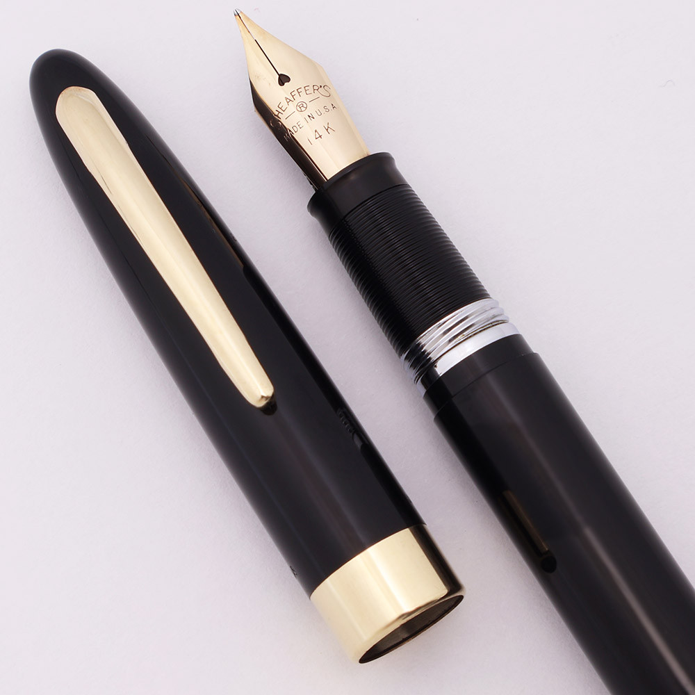 Sheaffer Admiral Snorkel Fountain Pen - Black, Medium 14k Nib (Superior, Restored)