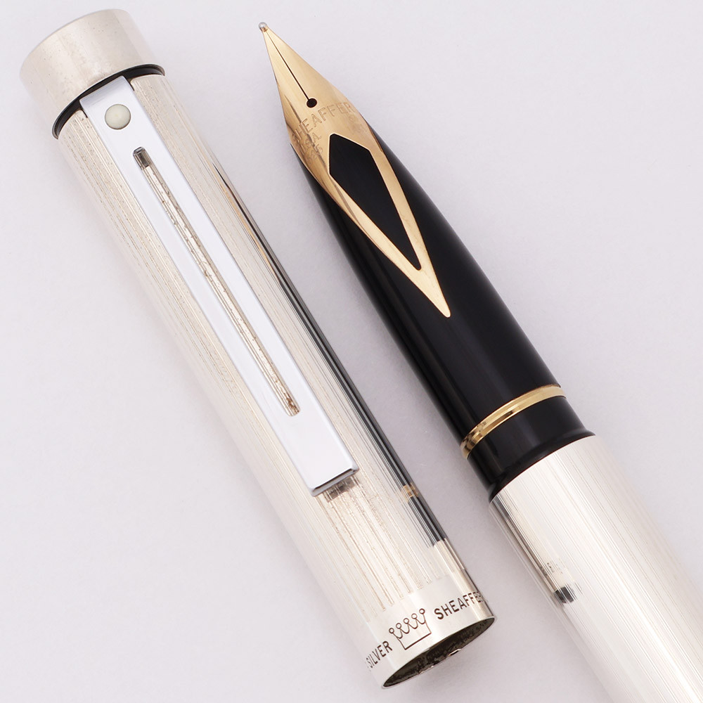 SHEAFFER 万年筆 タルガ 1004 STERLING SILVER Sheaffer TARGA 1004 Fountain Pen (1976) - Sterling Lined Pattern w