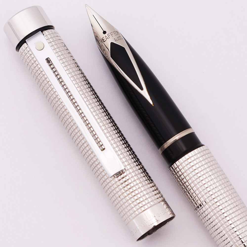 Sheaffer Targa 1010 Fountain Pen - Silverplate Checks, Fine Steel