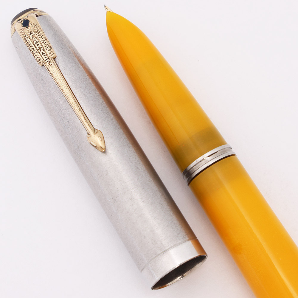 Parker 51 Ariel Kullock "Fantasy" Aerometric - Yellow Barrel & Hood, Lustraloy Cap, Fine Gold Nib (Excellent , Works Well)