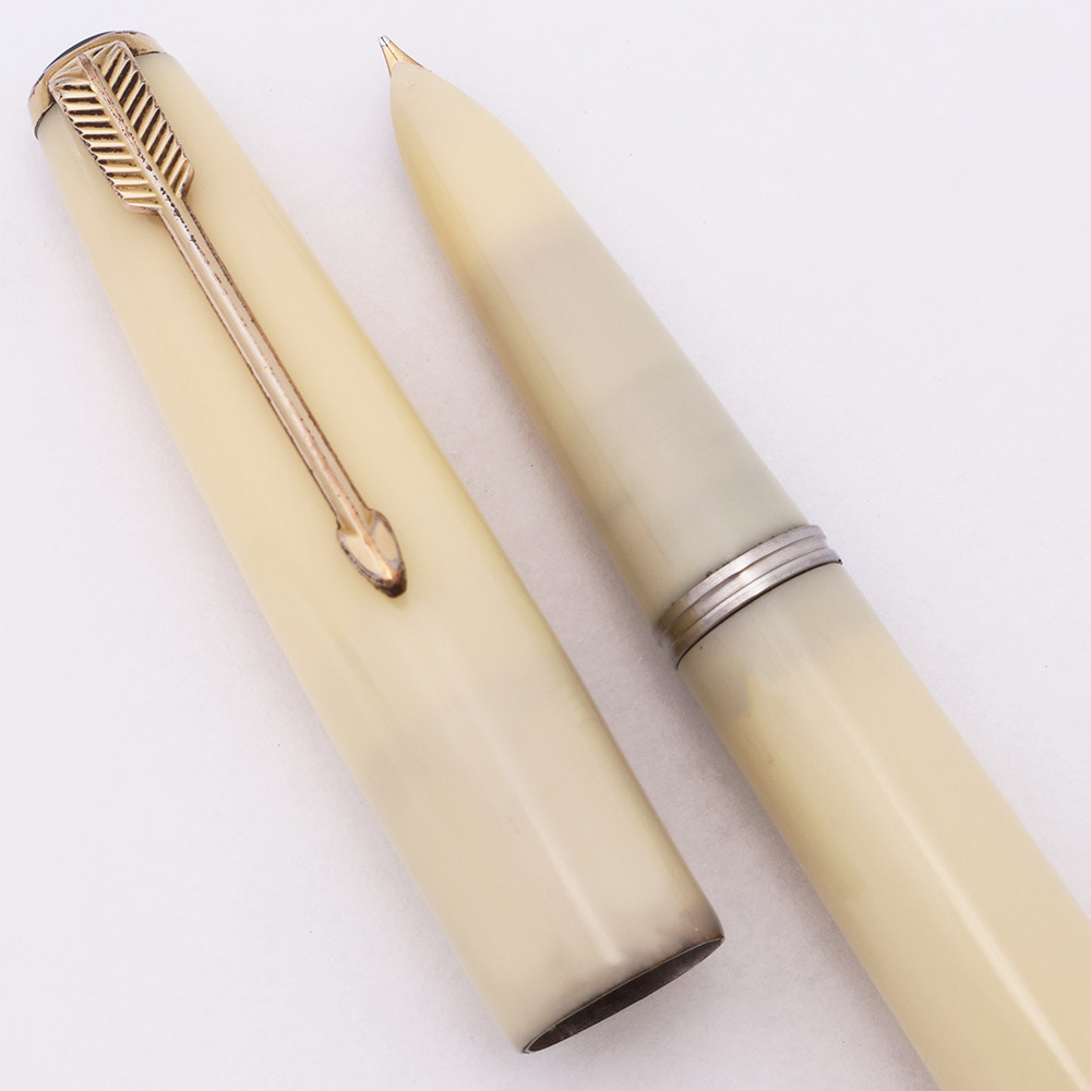 Parker 51 Ariel Kullock "Fantasy" Aerometric - Off-White Acrylic, Fine Gold Nib (Excellent, Works Well)