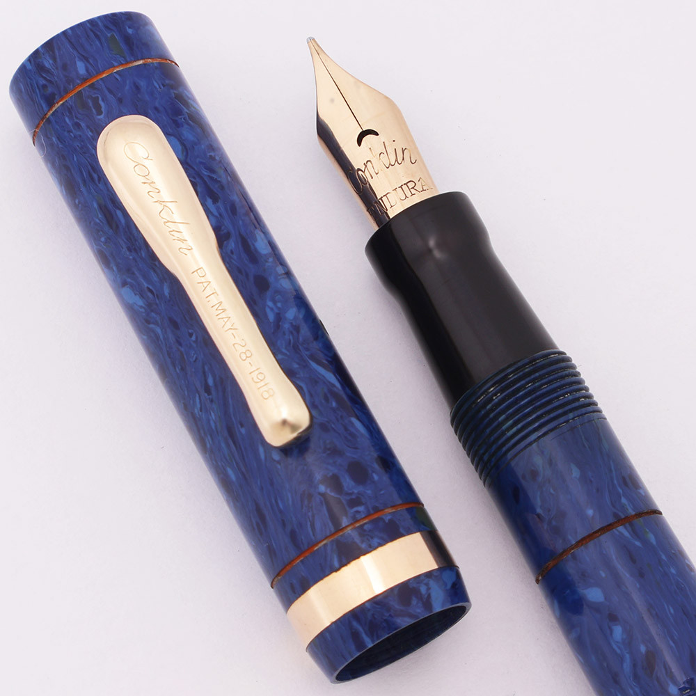 Conklin Endura Standard Fountain Pen (1920s) - Lapis, Lever Filler, Medium Flex Conklin Endura Nib (Excellent +, Restored)