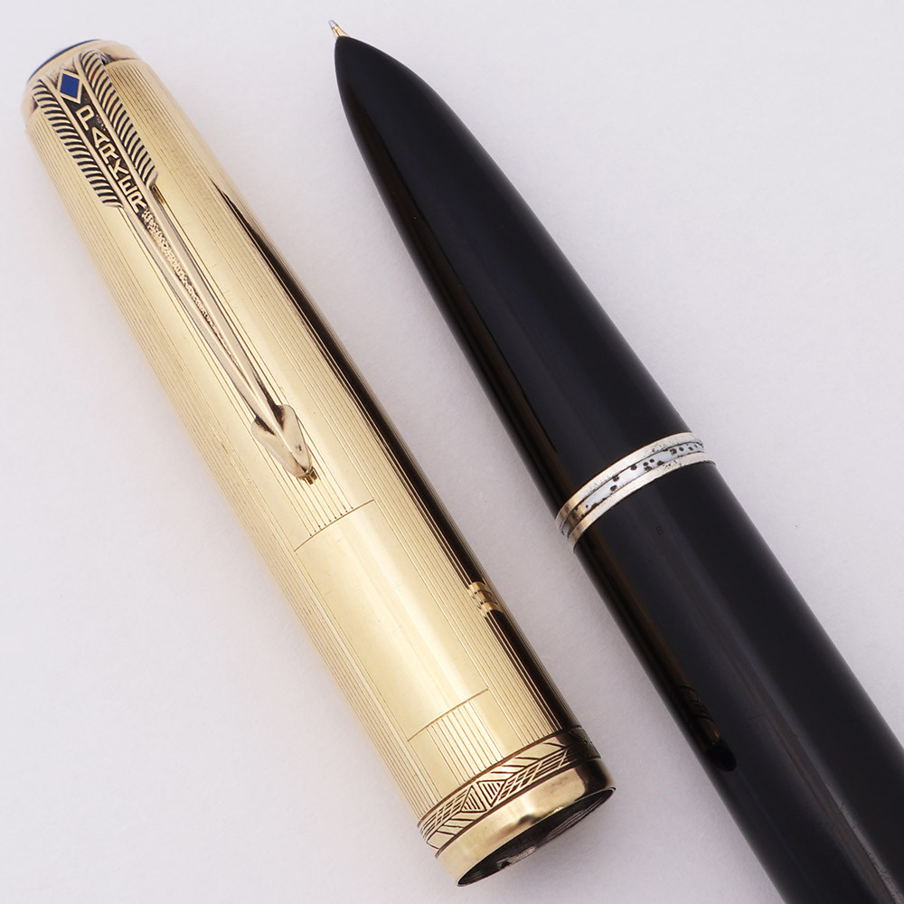 Parker 51 Vacumatic Fountain Pen (1948 ) - Black w Gold Filled 9 Line ...