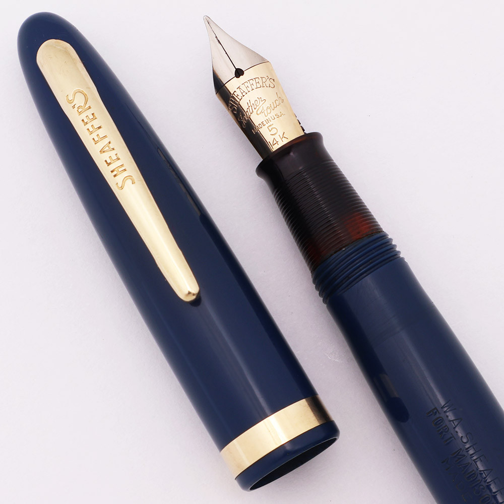 Sheaffer Cadet 23 Fountain Pen (USA, 1960s) - Persian Blue w GT, Lever Filler,  Fine 14k #5 Feather Touch Nib (Excellent +, Restored)