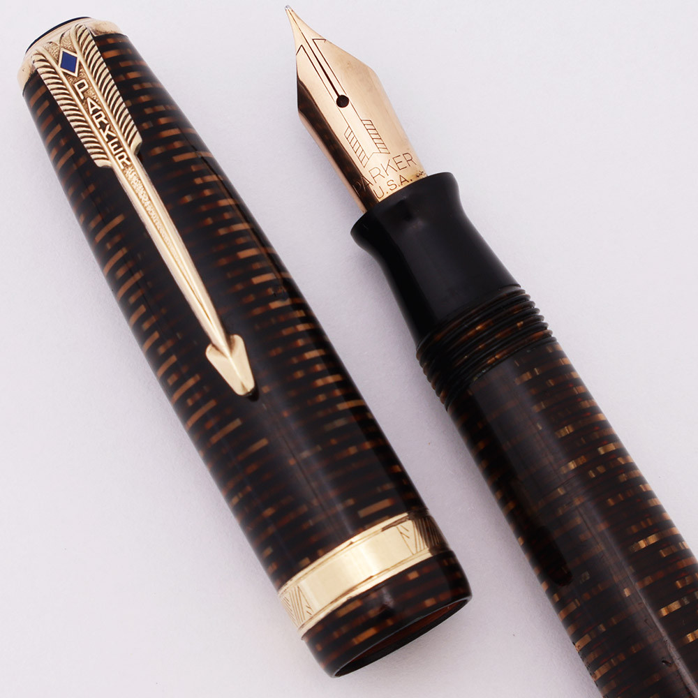Parker Vacumatic Major Fountain Pen (1945) - Golden Pearl, Fine Parker Nib (Excellent +, Restored)