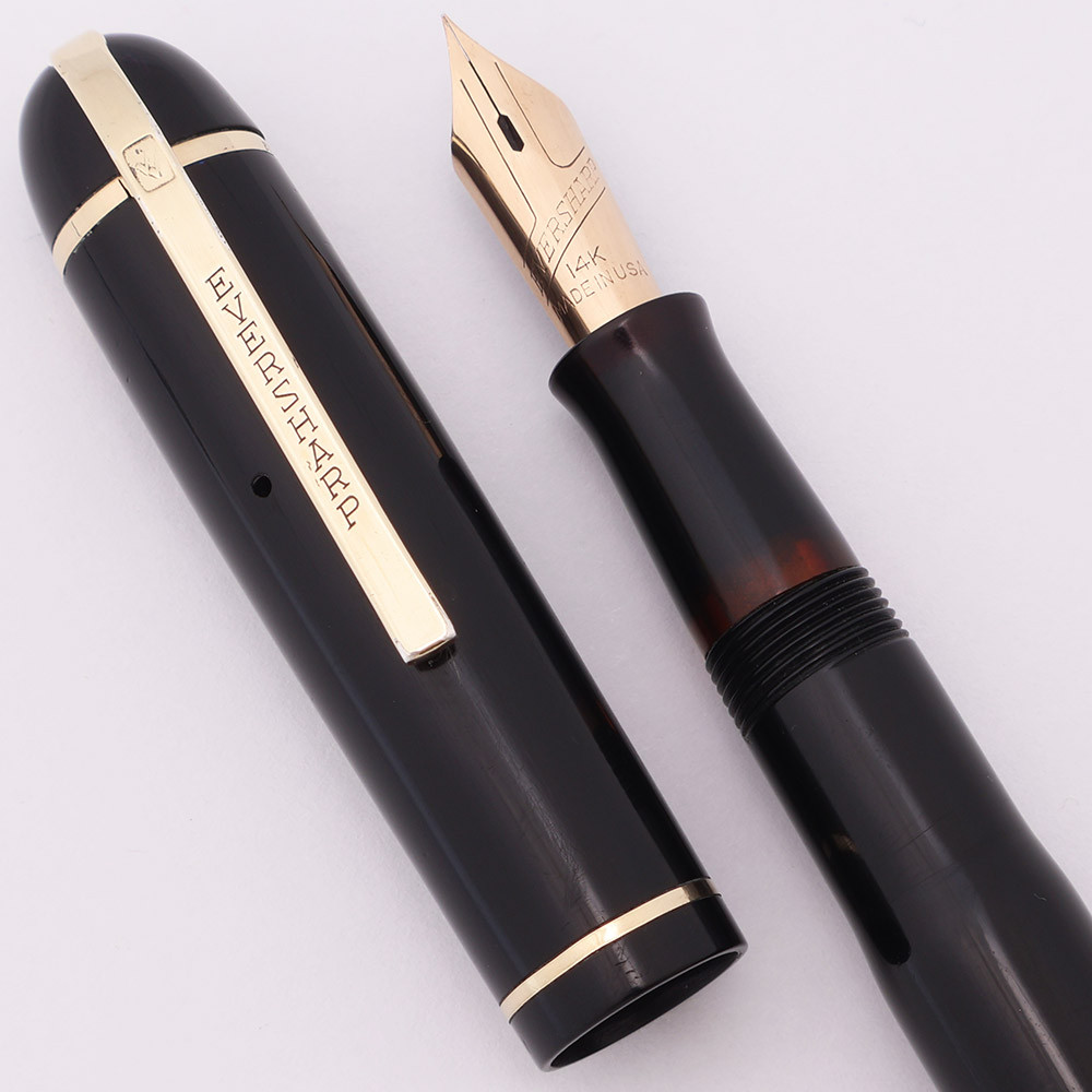 Eversharp Skyline Fountain Pen (1940s)  - Black Cap & Barrel,  Lever Filler, Manifold Extra-Fine 14k Nib (Excellent, Restored)