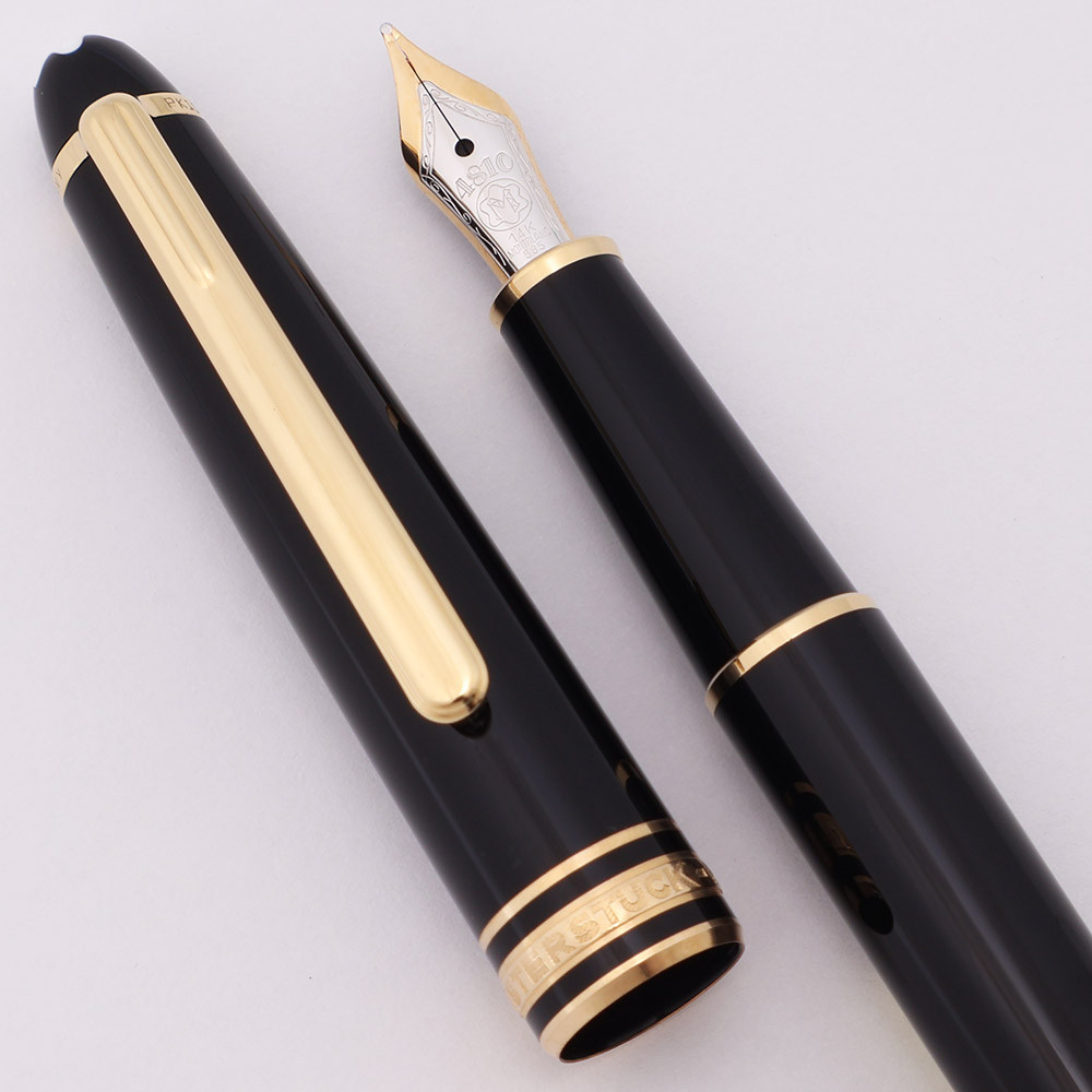 Montblanc Meisterstuck 144 Fountain Pen (Current) - Black w Gold Trim, C/C, Medium 14k Nib (Mint in Box, Works Well)