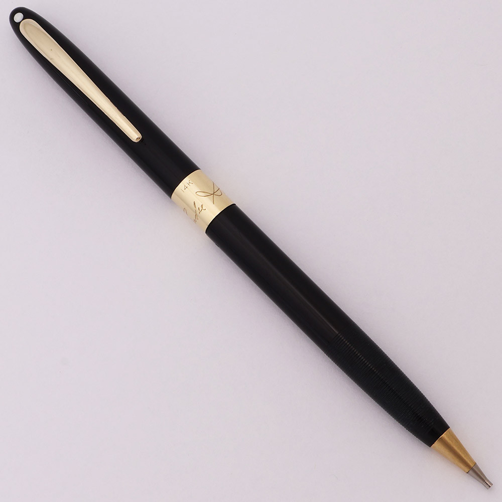 Sheaffer Snorkel Signature Pencil "Andee" (1950s) - Black, 14k Gold 3/8" Wide Band (Excellent, Works Well)