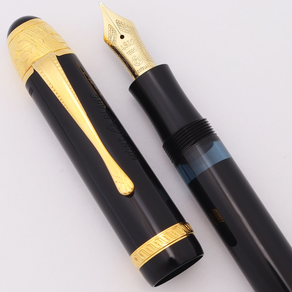 Montblanc Writers Edition LE Fountain Pen (1995) - Voltaire, Black, Vermeil Trim, 18k Medium (Near Mint in Box, Works Well)