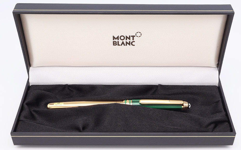 Montblanc Meisterstuck Solitaire Classique Fountain Pen  - Czar Nikolai I, Vermeil Barrel w Malachite Cap, C/C, EF 18k Nib (Near Mint in Box, Dipped Only)