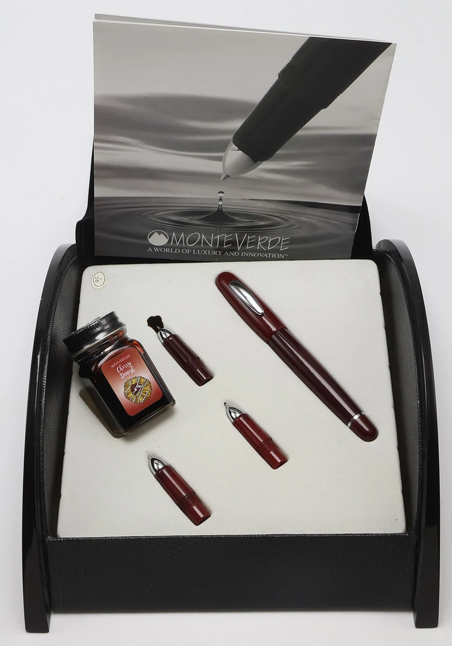 Monteverde Mega Ink Ball Rollerball - Red with Chrome Trim, C/C,  3 Extra Tips, Ink Bottle  (Near Mint in Box)