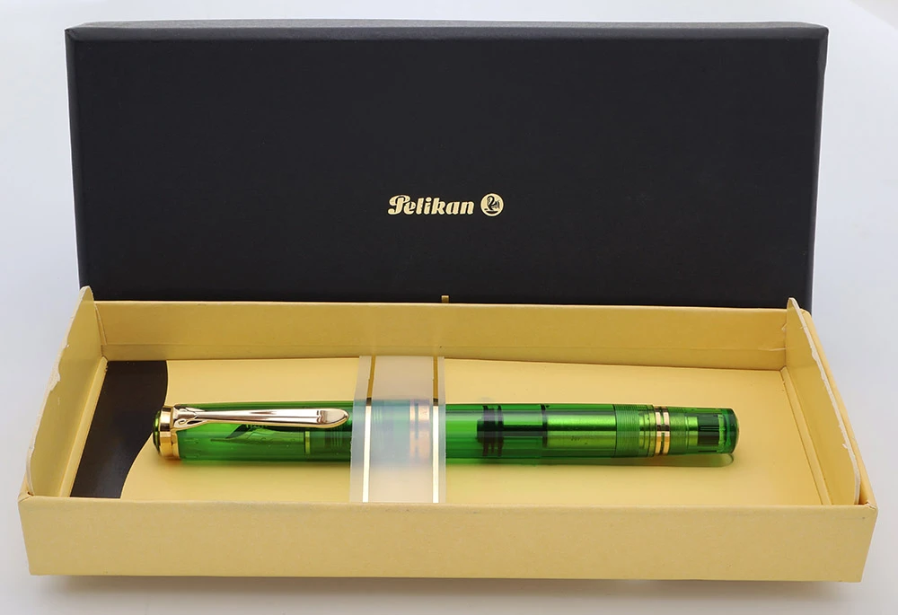 Pelikan M800 Souveran Fountain Pen Limited Edition (1992, Germany) - Collectors Edition, Green Transparent, Medium 18k  (Excellent + In Box, Works Well)
