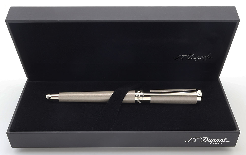 S T Dupont Liberte Fountain Pen - Mocha w Palladium Trim, C/C, 14k Medium Nib (Mint in Box, Works Well)