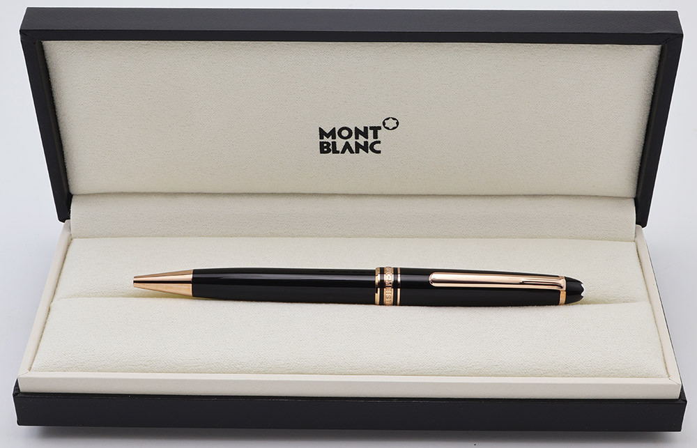 Montblanc Meisterstuck 164 Classique Ballpoint Pen - 90th Anniversary, Black w Rose Gold Trim (Excellent + in Box, Works Well)