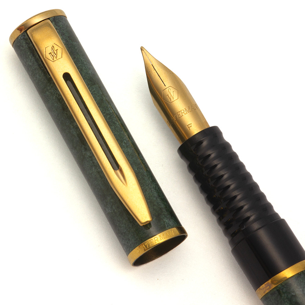 Waterman Laureat II Fountain Pen - Green Marble Lacquer, GP Fine Nib (Excellent +, Works Well)