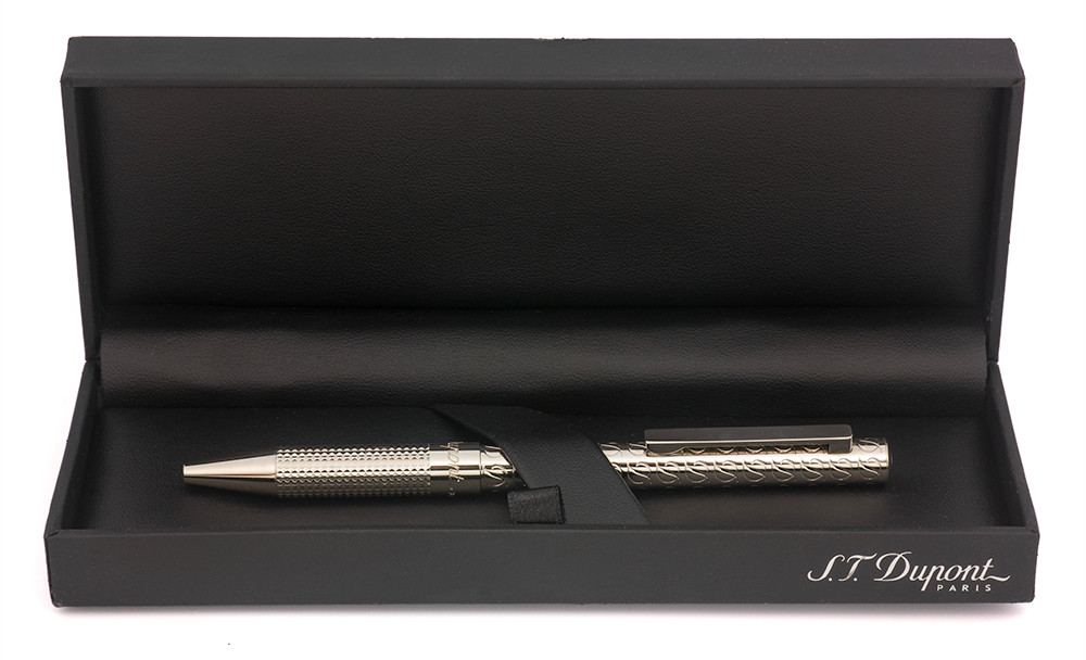ST Dupont "D Logo" Ballpoint Pen - Palladium Finish (Near Mint in Box, Works Well)