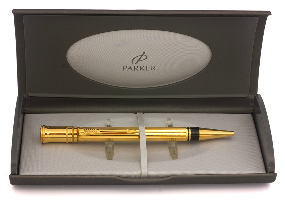 Parker Modern Duofold Ballpoint Pen (1991) - Gold Filled Godron (Excellent in Box, Working Well)