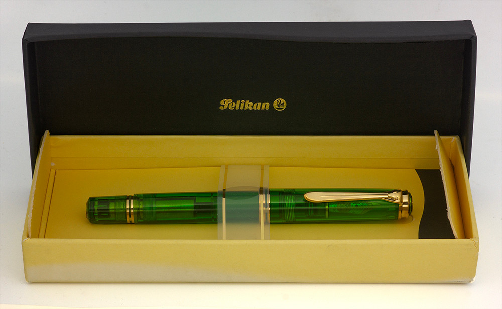 Pelikan M800 Souveran Fountain Pen - Collectors Edition, Green Transparent, 18k EF (Excellent + in Box, Works Well)