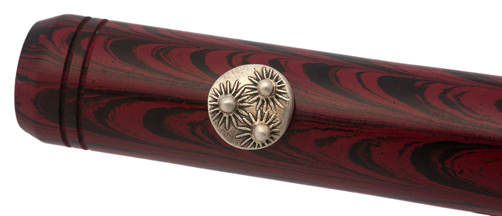 PSP Ranga Ebonite Monterey Fountain Pen - Sterling Roll Stop, Smooth Ripple Ebonite, JoWo #6 Nibs