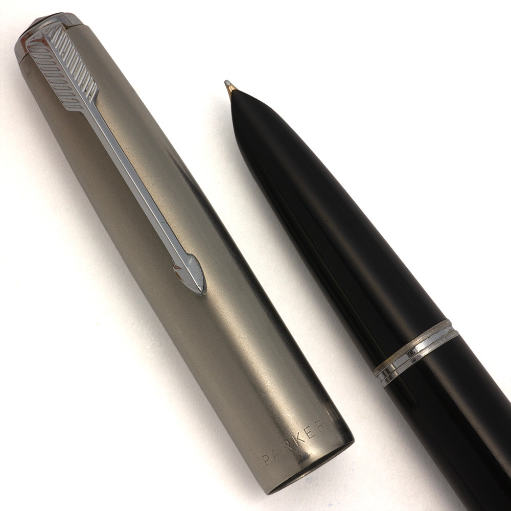 Parker 51 Aerometric Fountain Pen (1950s) - Black, Lustraloy Cap, Fine (Excellent, Works Well)