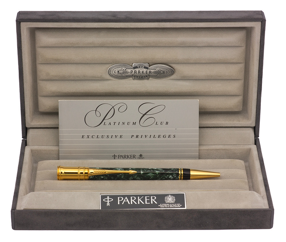 Parker Modern Duofold Mark I Ballpoint (1991-UK) - Green Marble (Near Mint in Box, Works Well)