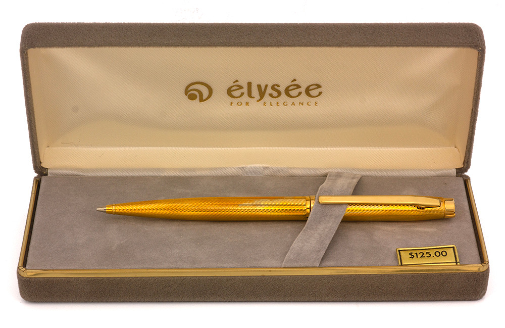 Elysee Finesse Mechanical Pencil  (Germany, 1991)  - Gold Plated Barleycorn, GT, 0.5mm Leads (Near Mint in Box, Works Well)