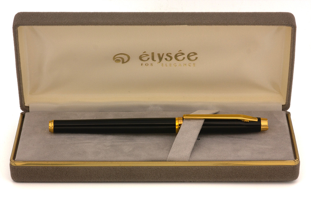 Elysee En Vogue Rollerball Pen - Black Lacquer, Gold Plated Trim (Excellent + in Box, Works Well)