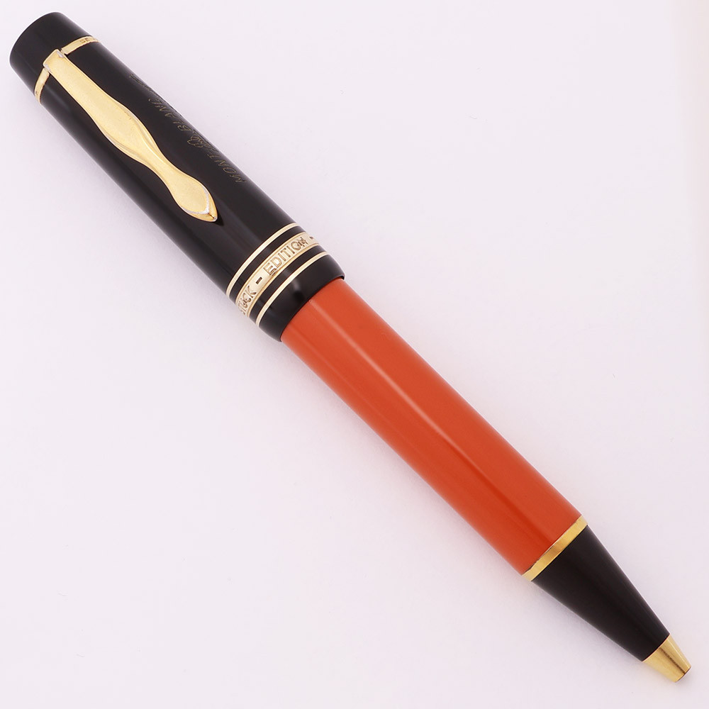Montblanc Meisterstuck Hemingway (SE) Ballpoint Pen (1993) - Coral Red & Dark Brown, Gold Trim (Excellent+, Works Well)