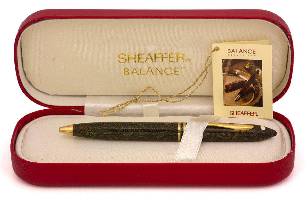 Sheaffer Levenger Balance II SE Ballpoint Pen (1997-99)  - Tiger Eye w/GT  (Excellent + in Box, Works Well)